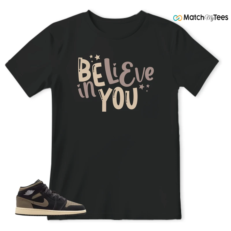 NIKE AIR JORDAN 1 MID SE OLIVE GREY SNEAKER Matching Tees t-shirt