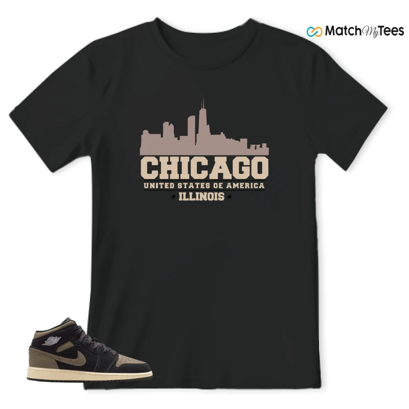 NIKE AIR JORDAN 1 MID SE OLIVE GREY SNEAKER Matching Tees t-shirt
