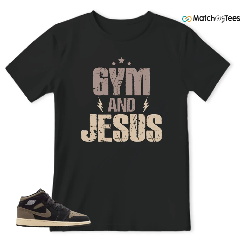 NIKE AIR JORDAN 1 MID SE OLIVE GREY SNEAKER Matching Tees t-shirt