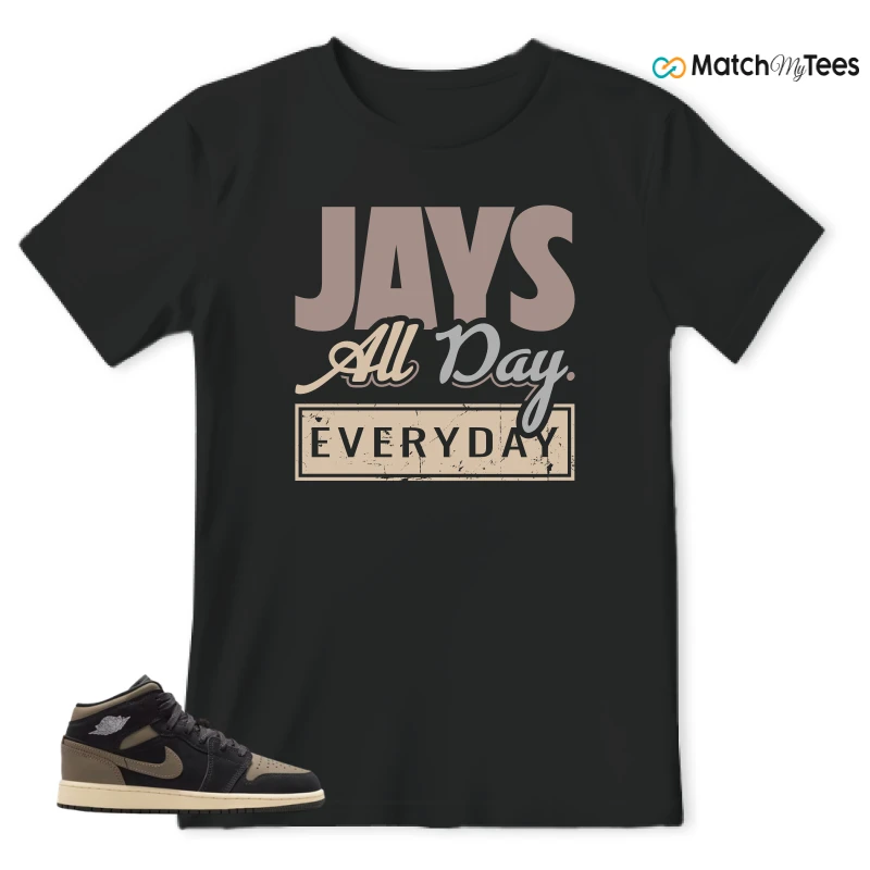 NIKE AIR JORDAN 1 MID SE OLIVE GREY SNEAKER Matching Tees t-shirt