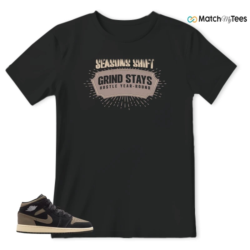 NIKE AIR JORDAN 1 MID SE OLIVE GREY SNEAKER Matching Tees t-shirt