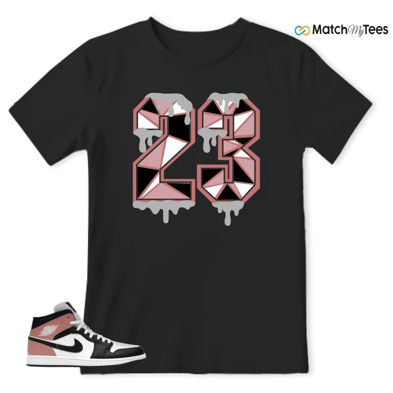 NIKE AIR JORDAN 1 MID WHITE RUST PINK BLACK SNEAKER Matching Tees t-shirt