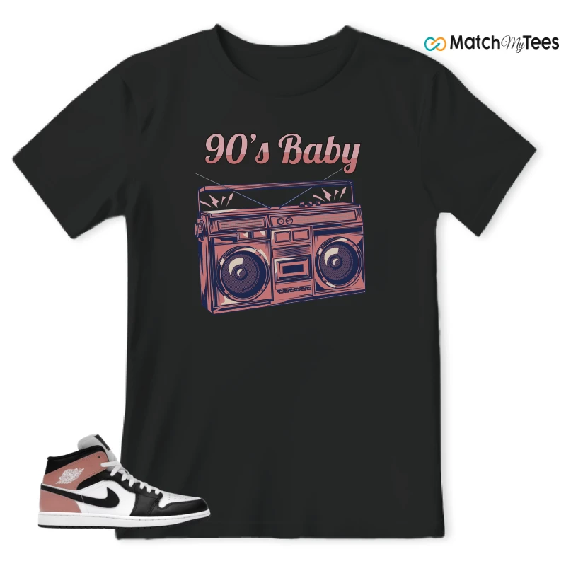 NIKE AIR JORDAN 1 MID WHITE RUST PINK BLACK SNEAKER Matching Tees t-shirt
