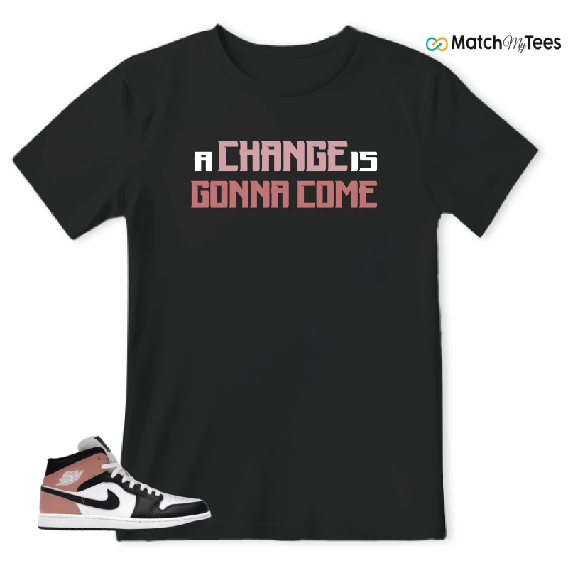 NIKE AIR JORDAN 1 MID WHITE RUST PINK BLACK SNEAKER Matching Tees t-shirt