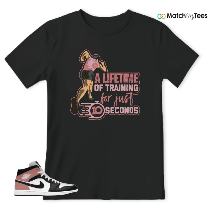 NIKE AIR JORDAN 1 MID WHITE RUST PINK BLACK SNEAKER Matching Tees t-shirt