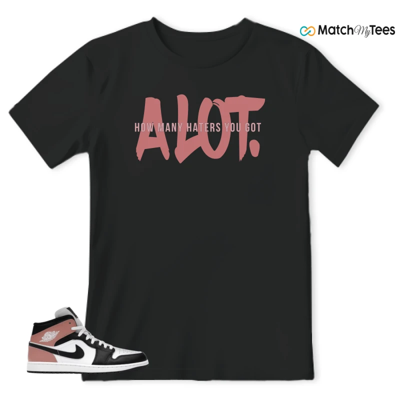 NIKE AIR JORDAN 1 MID WHITE RUST PINK BLACK SNEAKER Matching Tees t-shirt