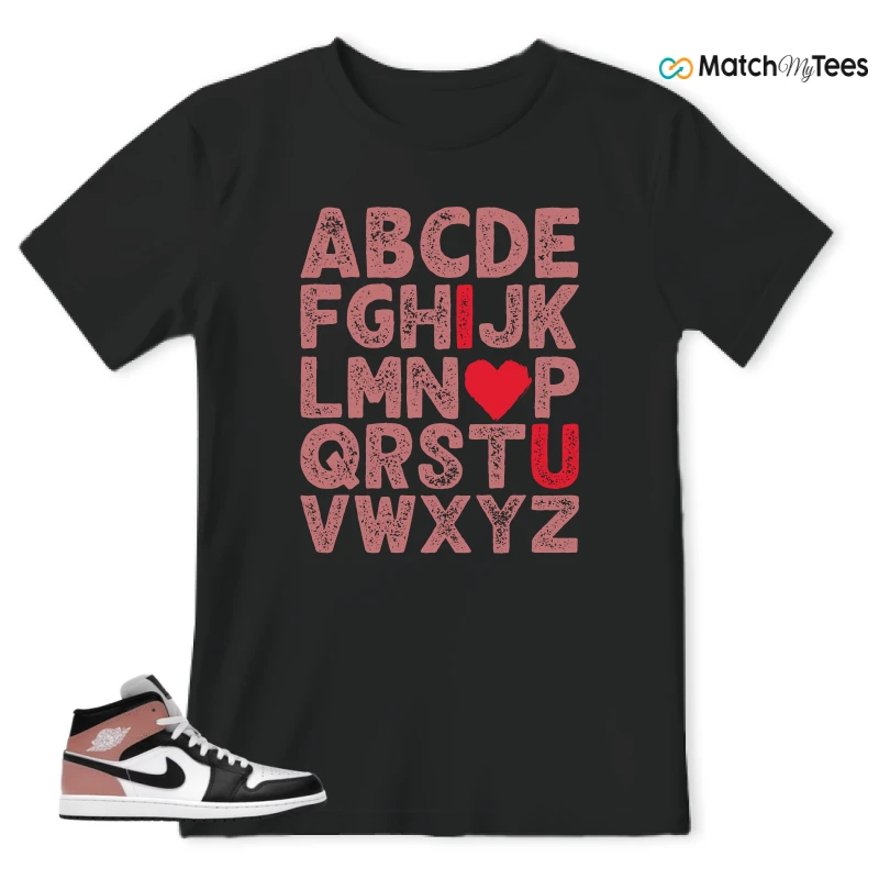 NIKE AIR JORDAN 1 MID WHITE RUST PINK BLACK SNEAKER Matching Tees t-shirt