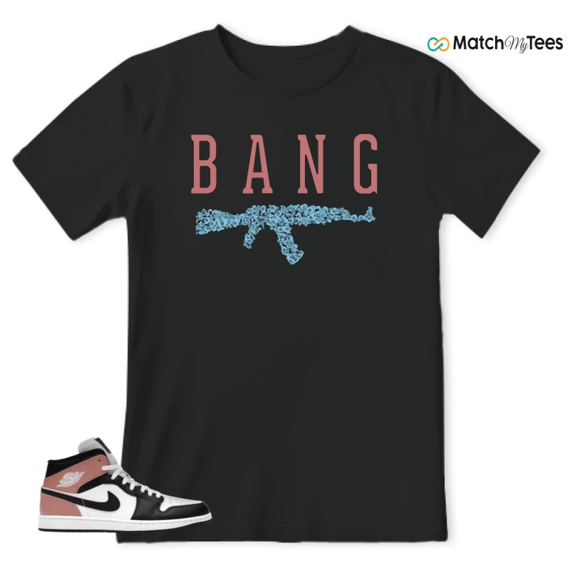 NIKE AIR JORDAN 1 MID WHITE RUST PINK BLACK SNEAKER Matching Tees t-shirt