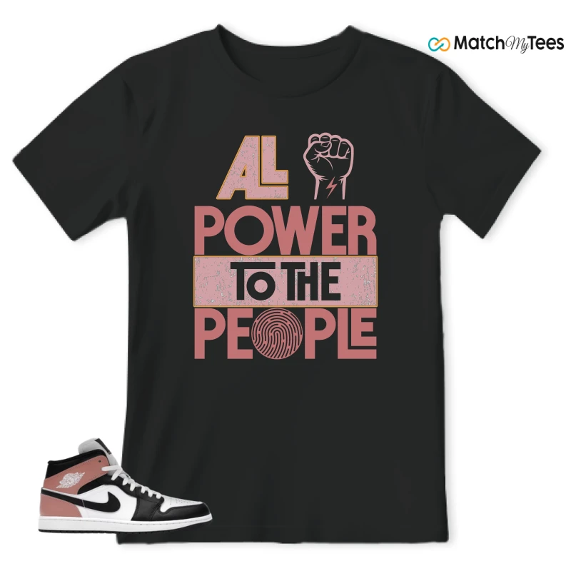 NIKE AIR JORDAN 1 MID WHITE RUST PINK BLACK SNEAKER Matching Tees t-shirt