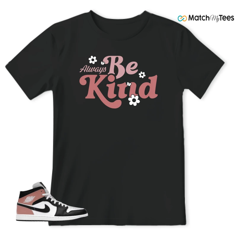 NIKE AIR JORDAN 1 MID WHITE RUST PINK BLACK SNEAKER Matching Tees t-shirt