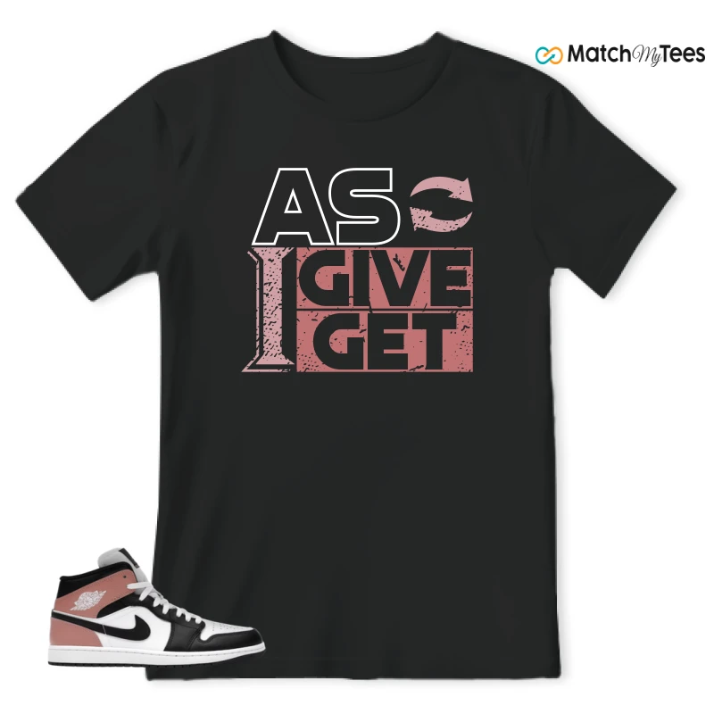 NIKE AIR JORDAN 1 MID WHITE RUST PINK BLACK SNEAKER Matching Tees t-shirt
