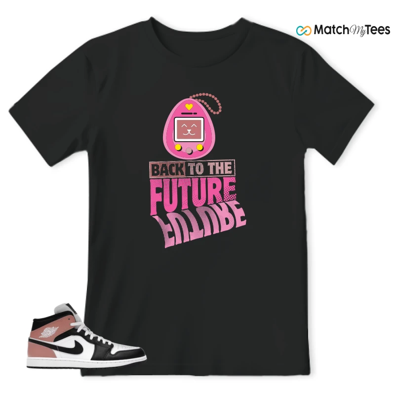 NIKE AIR JORDAN 1 MID WHITE RUST PINK BLACK SNEAKER Matching Tees t-shirt