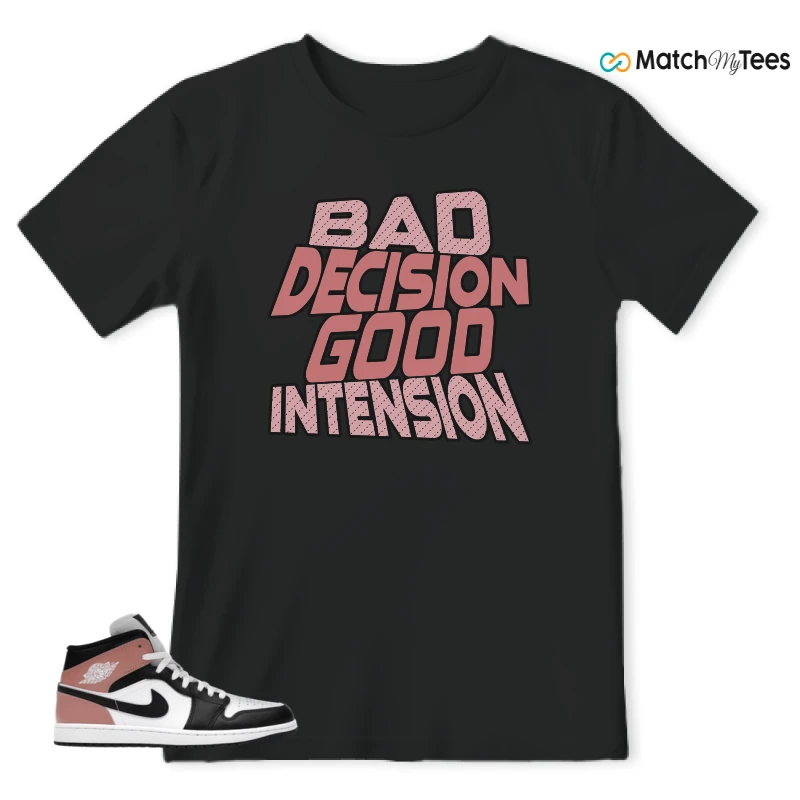NIKE AIR JORDAN 1 MID WHITE RUST PINK BLACK SNEAKER Matching Tees t-shirt