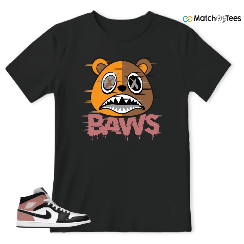 NIKE AIR JORDAN 1 MID WHITE RUST PINK BLACK SNEAKER Matching Tees t-shirt