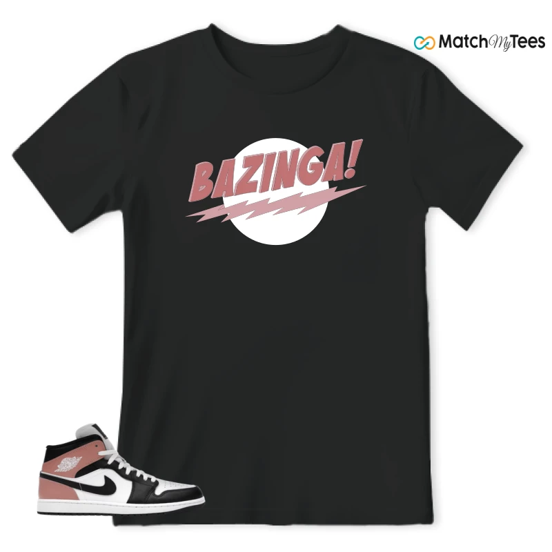 NIKE AIR JORDAN 1 MID WHITE RUST PINK BLACK SNEAKER Matching Tees t-shirt