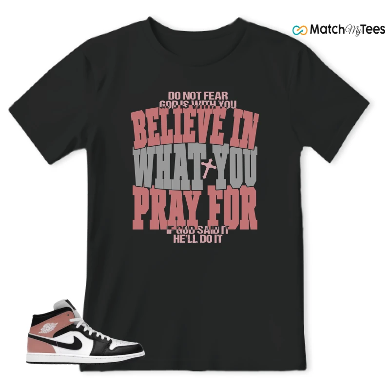 NIKE AIR JORDAN 1 MID WHITE RUST PINK BLACK SNEAKER Matching Tees t-shirt