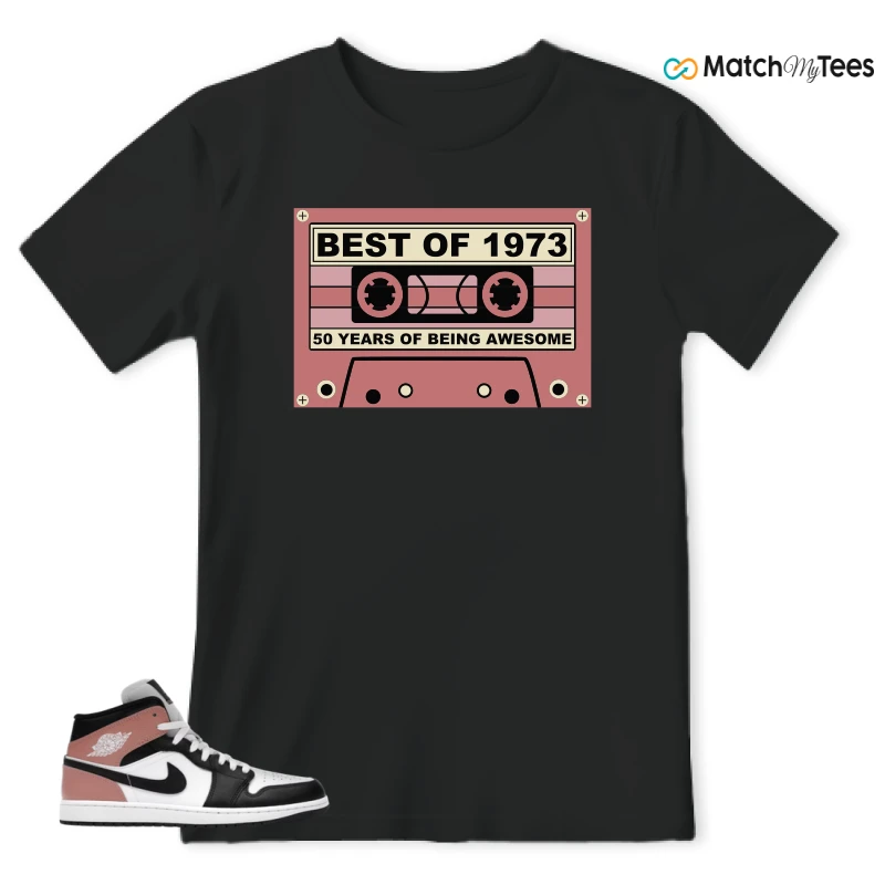 NIKE AIR JORDAN 1 MID WHITE RUST PINK BLACK SNEAKER Matching Tees t-shirt