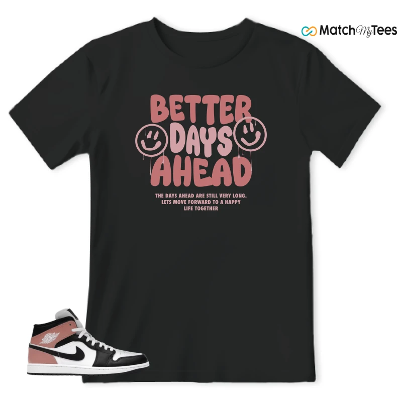 NIKE AIR JORDAN 1 MID WHITE RUST PINK BLACK SNEAKER Matching Tees t-shirt