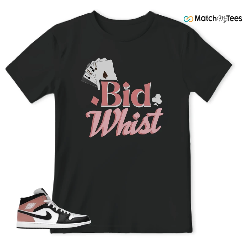 NIKE AIR JORDAN 1 MID WHITE RUST PINK BLACK SNEAKER Matching Tees t-shirt