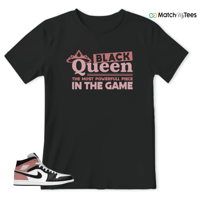 NIKE AIR JORDAN 1 MID WHITE RUST PINK BLACK SNEAKER Matching Tees t-shirt