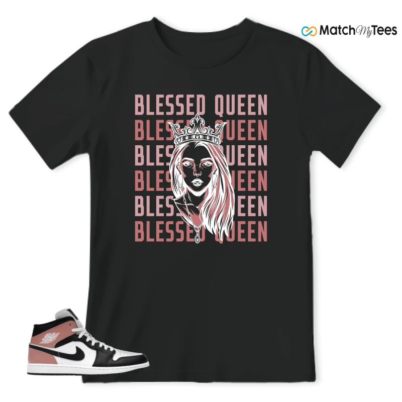 NIKE AIR JORDAN 1 MID WHITE RUST PINK BLACK SNEAKER Matching Tees t-shirt