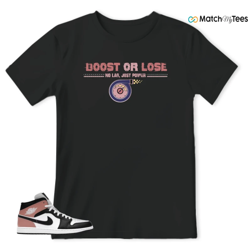 NIKE AIR JORDAN 1 MID WHITE RUST PINK BLACK SNEAKER Matching Tees t-shirt