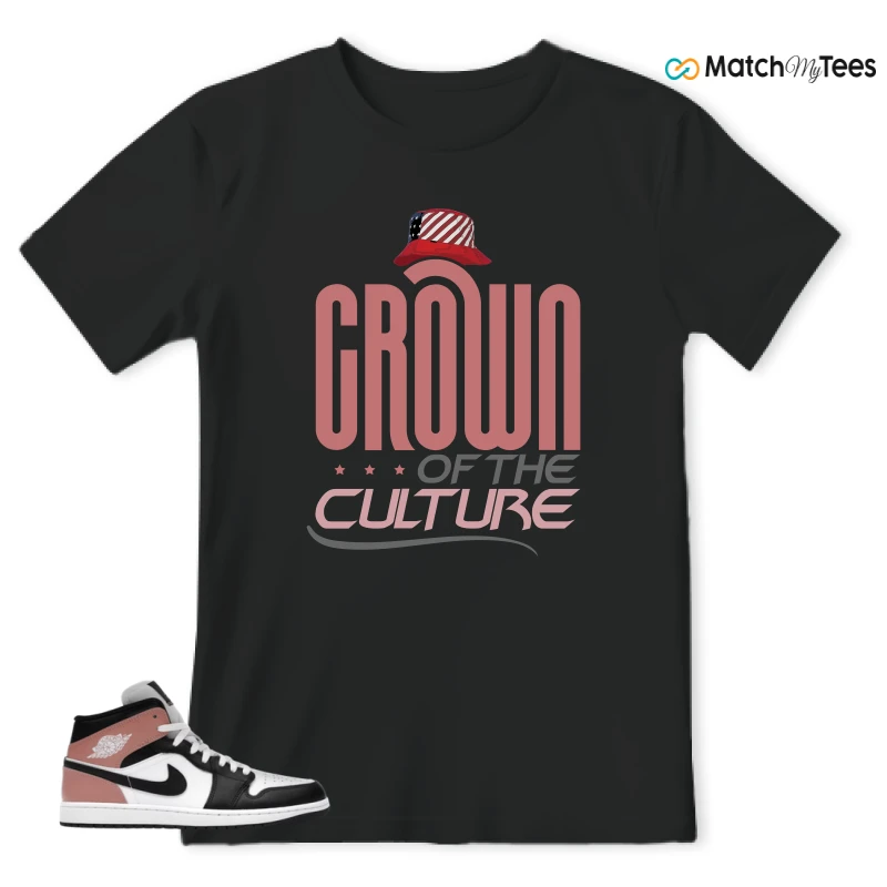 NIKE AIR JORDAN 1 MID WHITE RUST PINK BLACK SNEAKER Matching Tees t-shirt