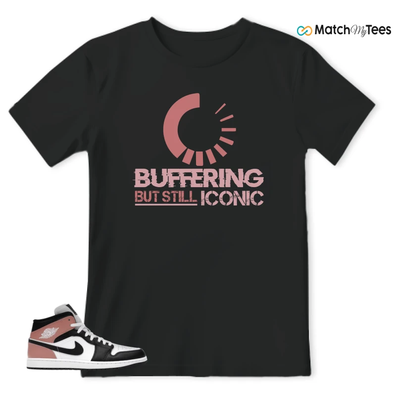 NIKE AIR JORDAN 1 MID WHITE RUST PINK BLACK SNEAKER Matching Tees t-shirt