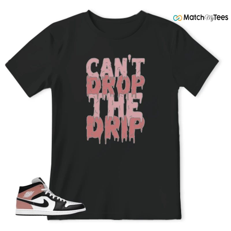 NIKE AIR JORDAN 1 MID WHITE RUST PINK BLACK SNEAKER Matching Tees t-shirt