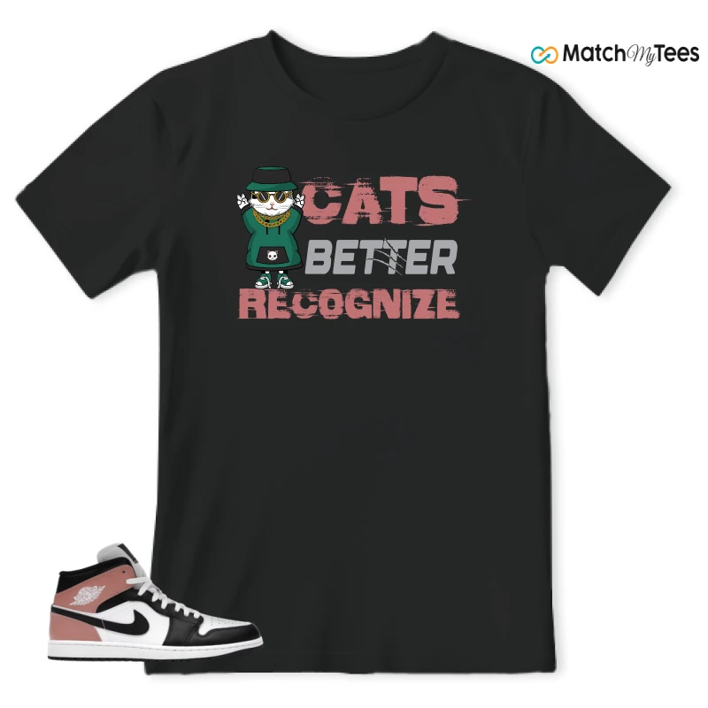 NIKE AIR JORDAN 1 MID WHITE RUST PINK BLACK SNEAKER Matching Tees t-shirt