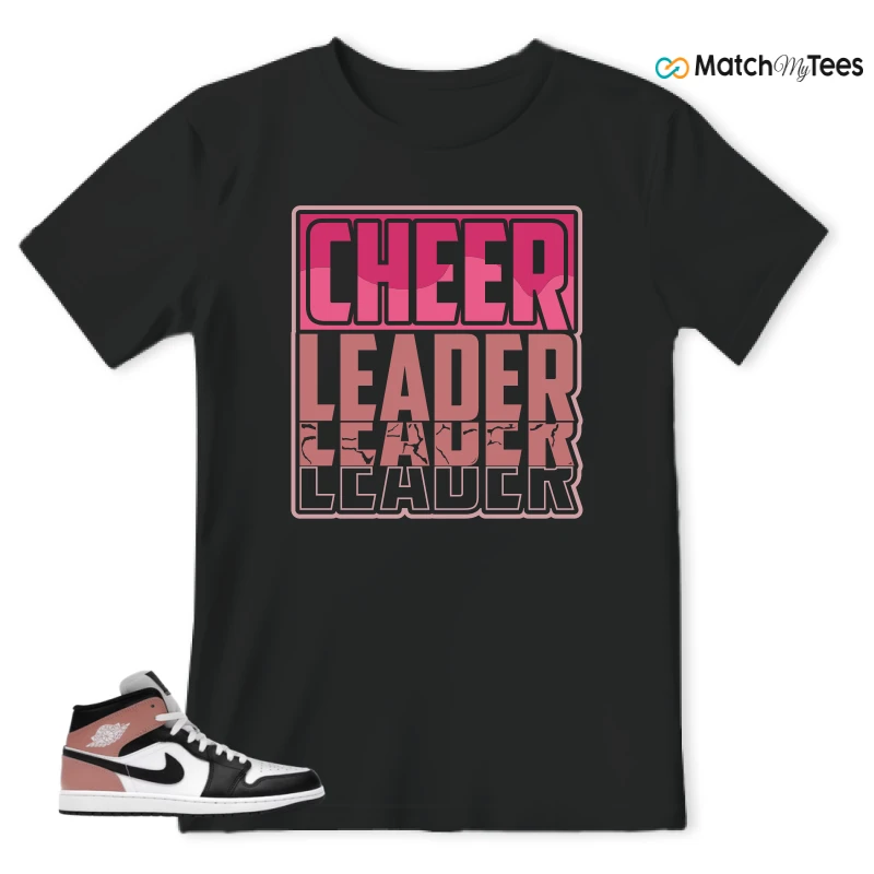 NIKE AIR JORDAN 1 MID WHITE RUST PINK BLACK SNEAKER Matching Tees t-shirt