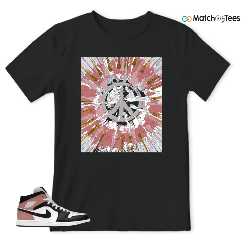 NIKE AIR JORDAN 1 MID WHITE RUST PINK BLACK SNEAKER Matching Tees t-shirt