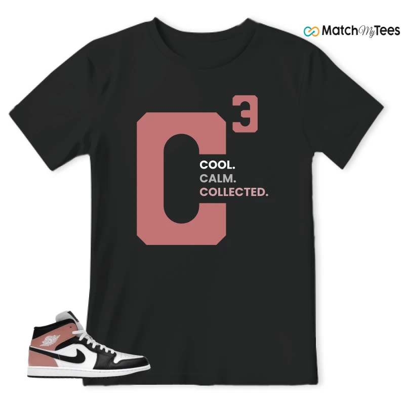 NIKE AIR JORDAN 1 MID WHITE RUST PINK BLACK SNEAKER Matching Tees t-shirt