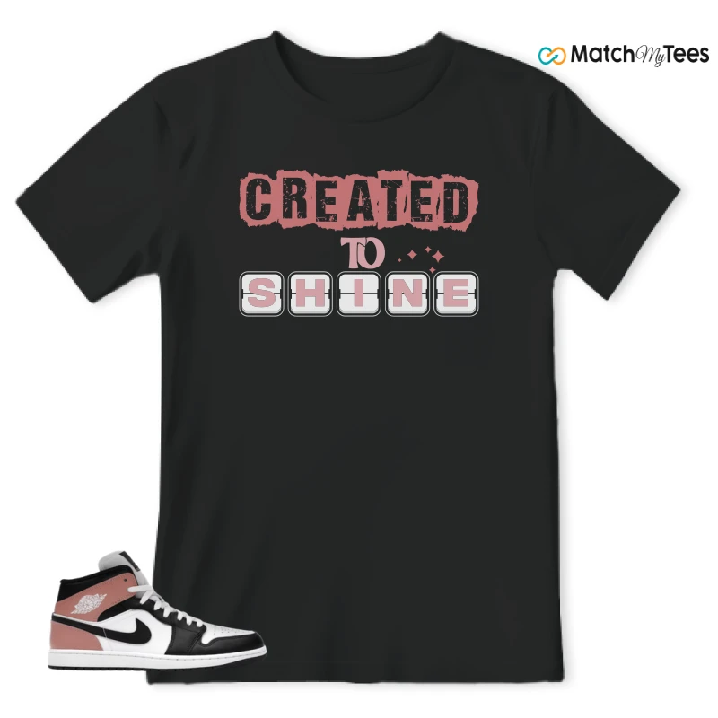 NIKE AIR JORDAN 1 MID WHITE RUST PINK BLACK SNEAKER Matching Tees t-shirt
