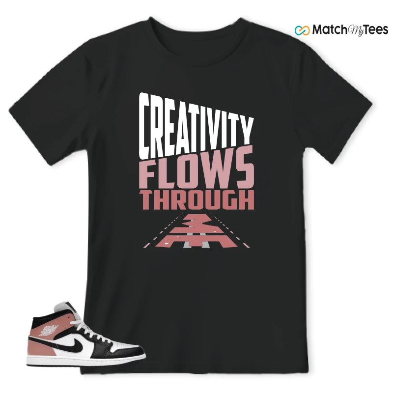 NIKE AIR JORDAN 1 MID WHITE RUST PINK BLACK SNEAKER Matching Tees t-shirt