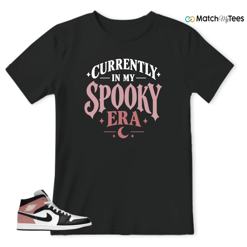 NIKE AIR JORDAN 1 MID WHITE RUST PINK BLACK SNEAKER Matching Tees t-shirt