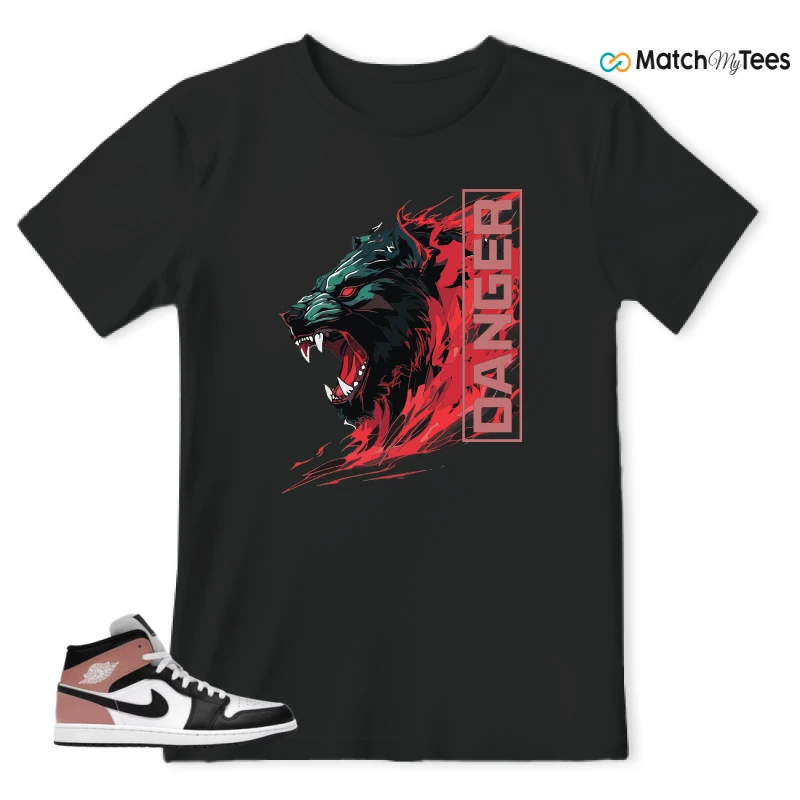 NIKE AIR JORDAN 1 MID WHITE RUST PINK BLACK SNEAKER Matching Tees t-shirt