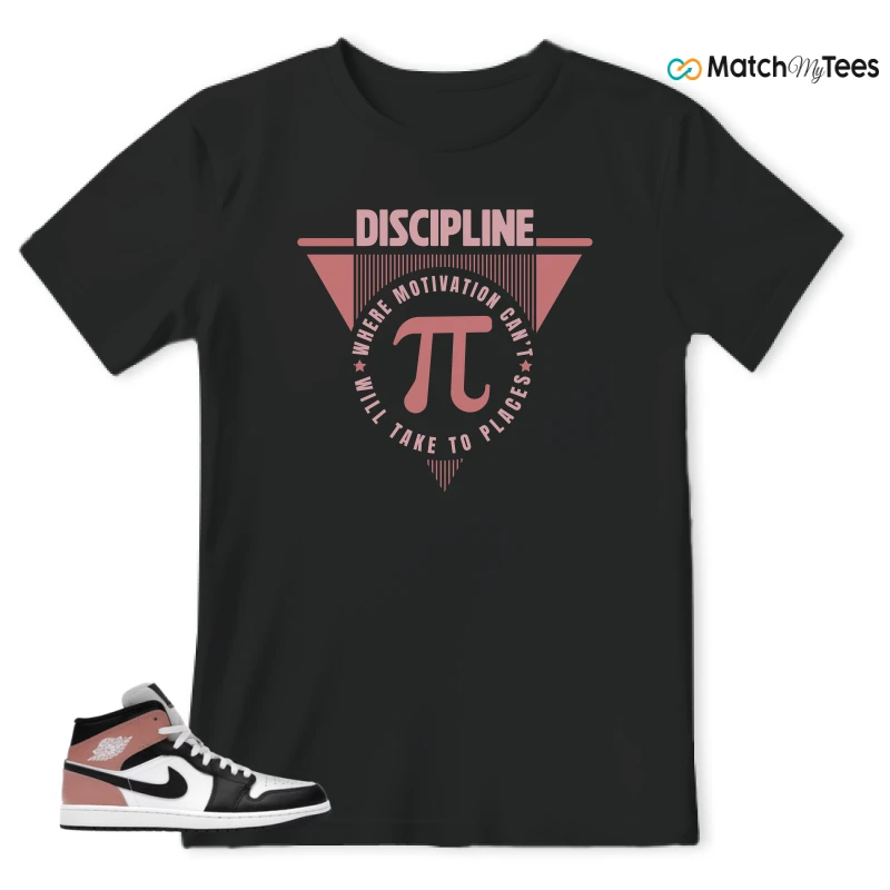 NIKE AIR JORDAN 1 MID WHITE RUST PINK BLACK SNEAKER Matching Tees t-shirt