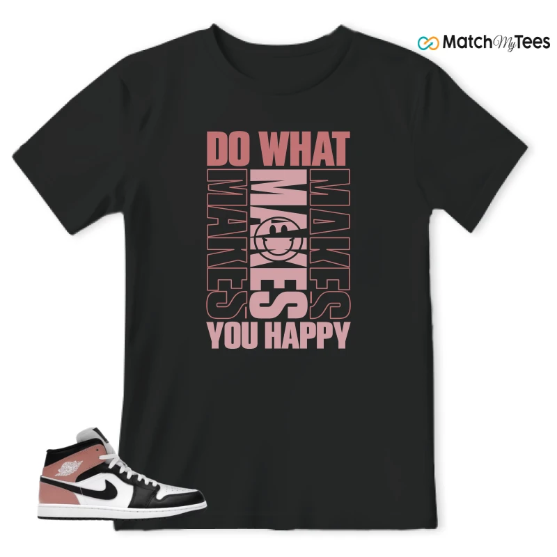 NIKE AIR JORDAN 1 MID WHITE RUST PINK BLACK SNEAKER Matching Tees t-shirt