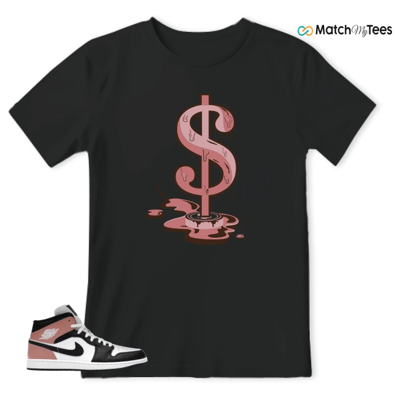NIKE AIR JORDAN 1 MID WHITE RUST PINK BLACK SNEAKER Matching Tees t-shirt