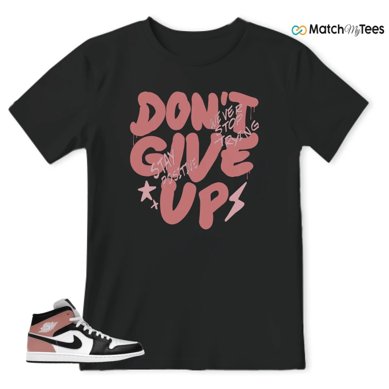 NIKE AIR JORDAN 1 MID WHITE RUST PINK BLACK SNEAKER Matching Tees t-shirt
