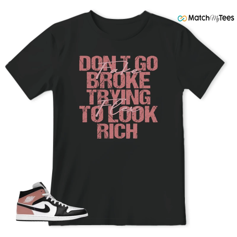 NIKE AIR JORDAN 1 MID WHITE RUST PINK BLACK SNEAKER Matching Tees t-shirt