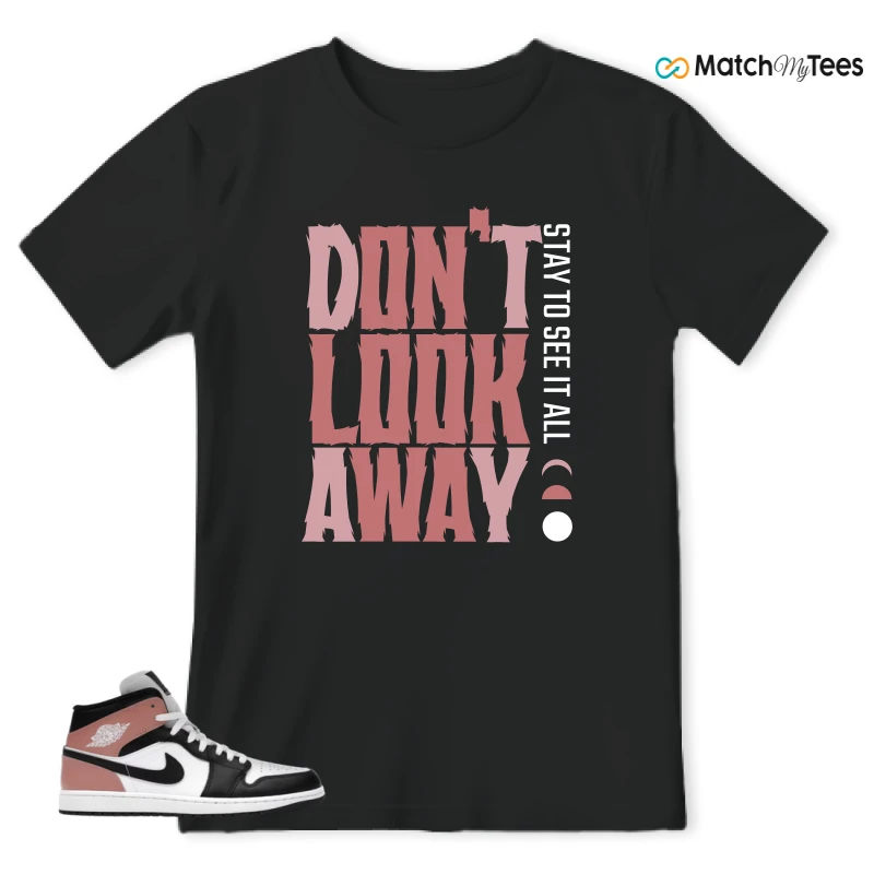 NIKE AIR JORDAN 1 MID WHITE RUST PINK BLACK SNEAKER Matching Tees t-shirt