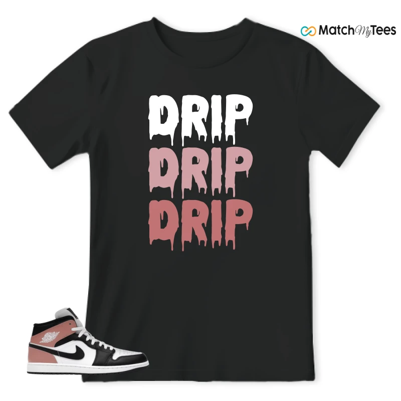 NIKE AIR JORDAN 1 MID WHITE RUST PINK BLACK SNEAKER Matching Tees t-shirt