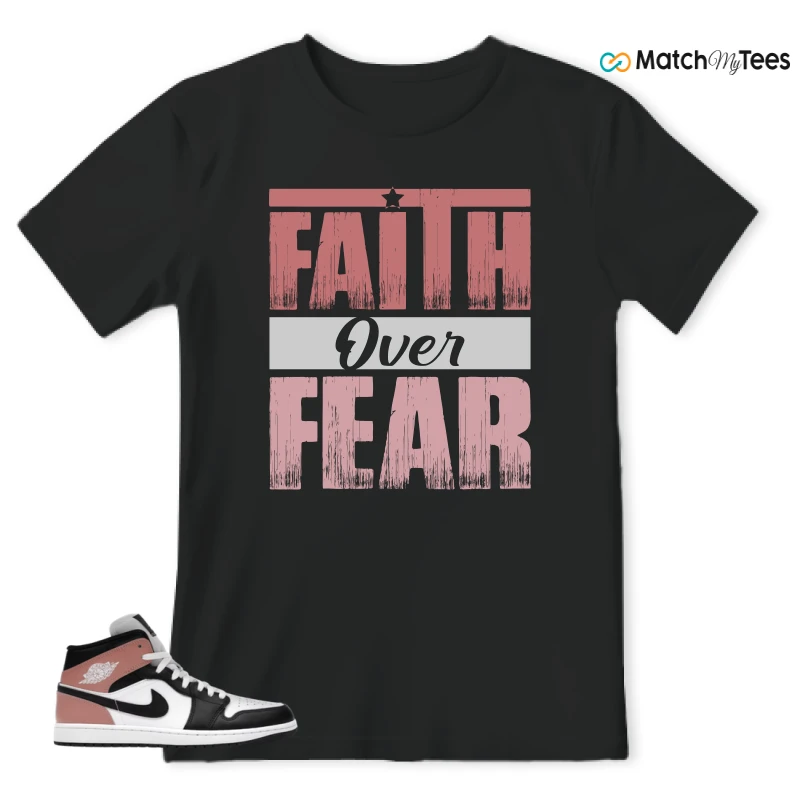 NIKE AIR JORDAN 1 MID WHITE RUST PINK BLACK SNEAKER Matching Tees t-shirt