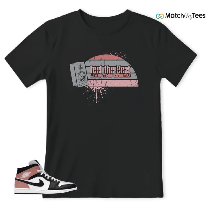 NIKE AIR JORDAN 1 MID WHITE RUST PINK BLACK SNEAKER Matching Tees t-shirt