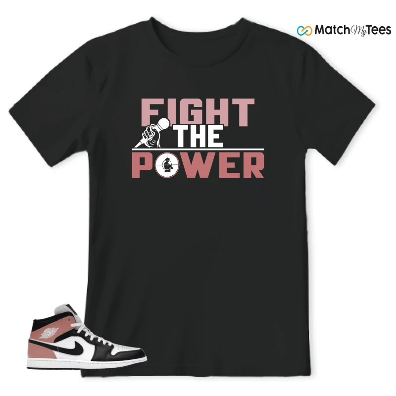 NIKE AIR JORDAN 1 MID WHITE RUST PINK BLACK SNEAKER Matching Tees t-shirt