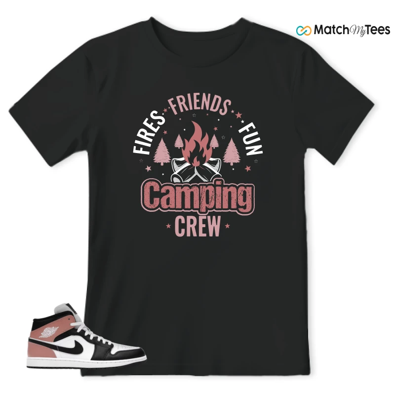 NIKE AIR JORDAN 1 MID WHITE RUST PINK BLACK SNEAKER Matching Tees t-shirt