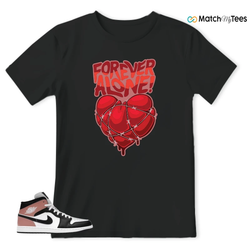 NIKE AIR JORDAN 1 MID WHITE RUST PINK BLACK SNEAKER Matching Tees t-shirt