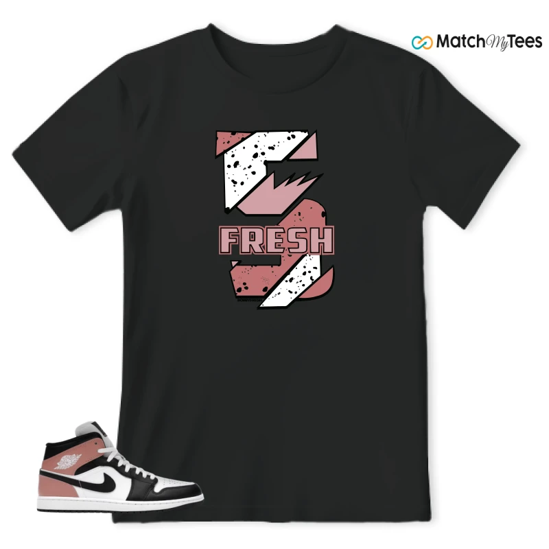 NIKE AIR JORDAN 1 MID WHITE RUST PINK BLACK SNEAKER Matching Tees t-shirt